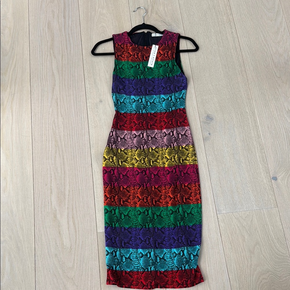 NWT Alice + Olivia size 0 Multicolor Sleeveless Midi Dress